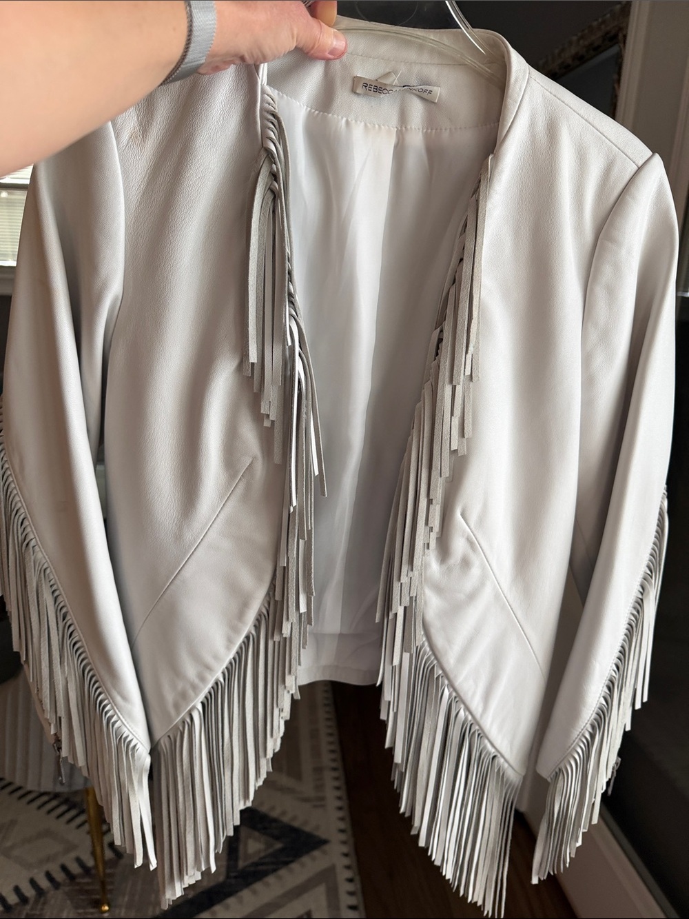 Rebecca Minkoff WHITE Fringe Leather Jacket - Picture 6 of 9